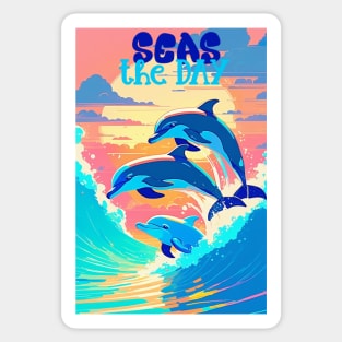 Seas The Day Dolphins Sticker